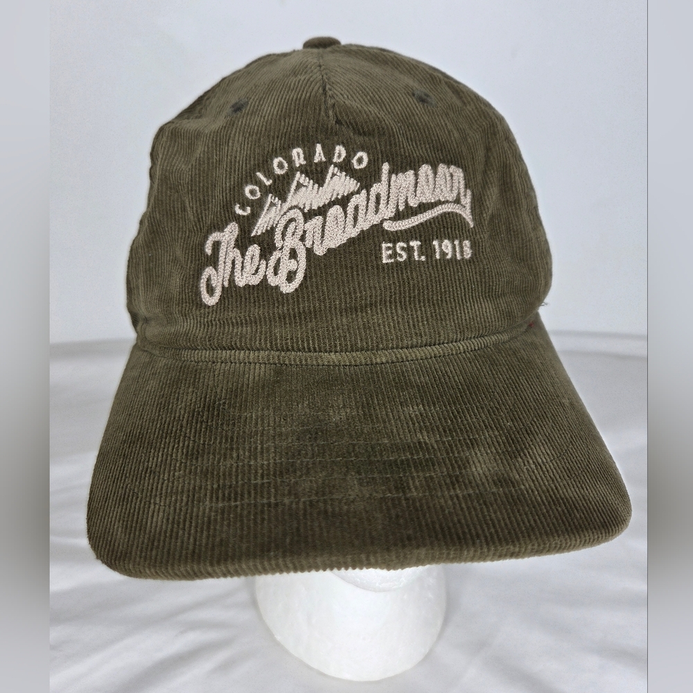 Zephyr OS Olive Green Corduroy Cotton Cap Embroidered "TheBroadmoor"Colorado
